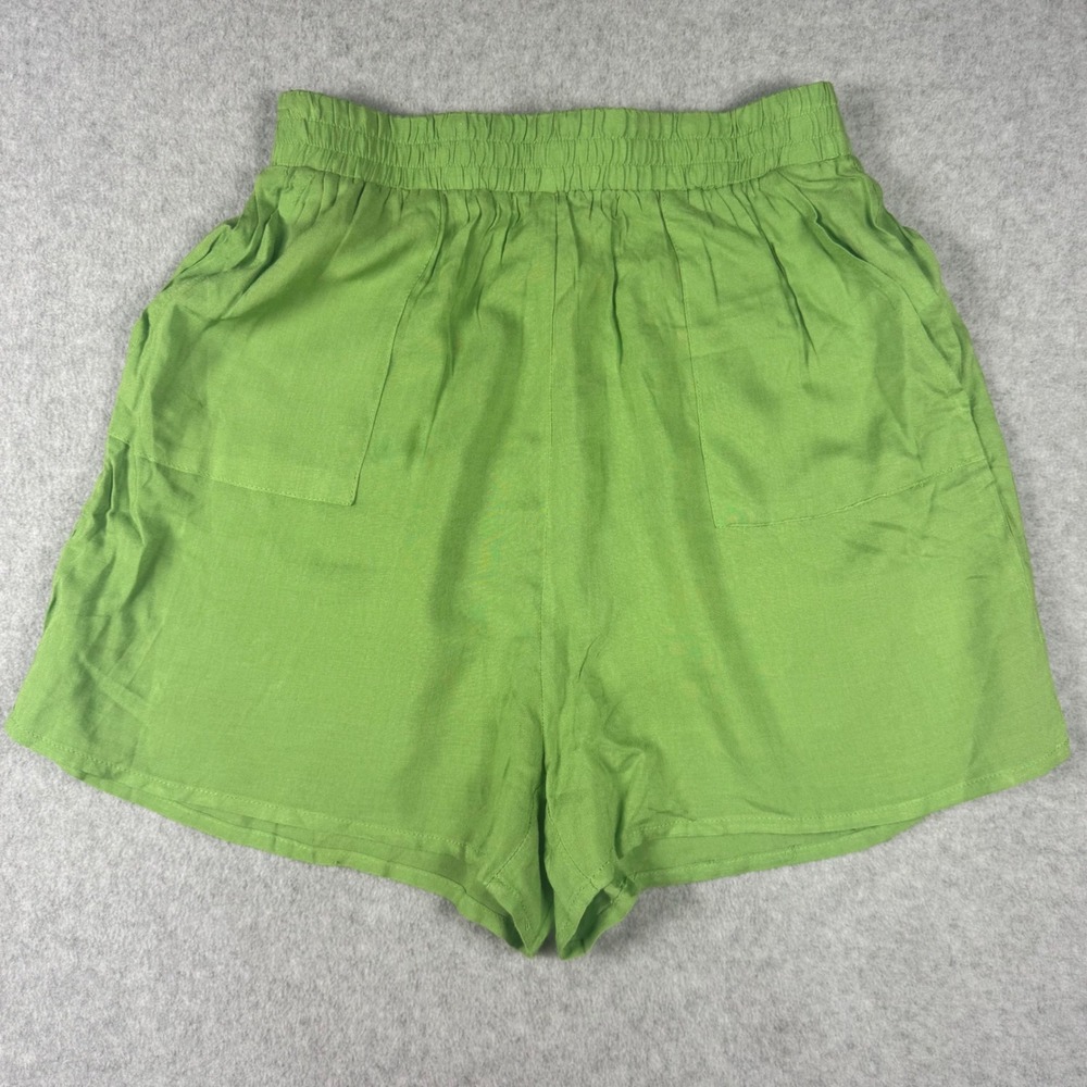 Princess Polly Green Rayon High Waisted Elastic Waist Shorts Womens Size 4